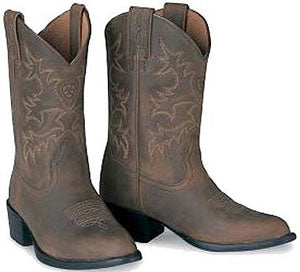 Ariat R-Toe Distressed Brown Leather Kids Western Boots 31824