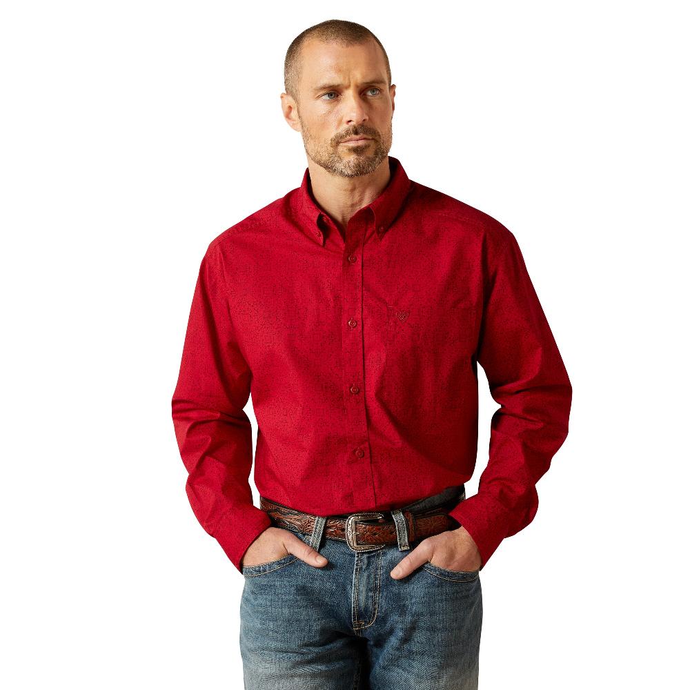 Ariat Red Classic Fit Men's Longsleeve Button Front Shirt 10065853