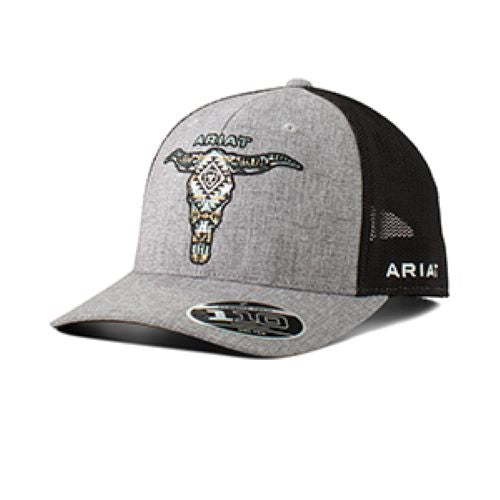 Ariat Red Flexfit 110 Men's Logo Cap with Longhorn Skull A300075006