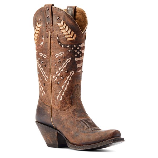 Ariat Rhino Tan Circuit Americana 12 Inch Square Toe Women's Pull On Leather Western Boots 10044435