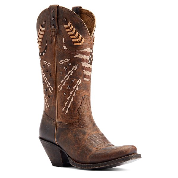 Ariat Rhino Tan Circuit Americana 12 inch Square Toe Women's Pull On Leather Western Boots 10044435