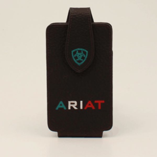 Ariat Rowdy Brown Cell Phone Case with Ariat Logo in Mexico Flag colors. A06035282