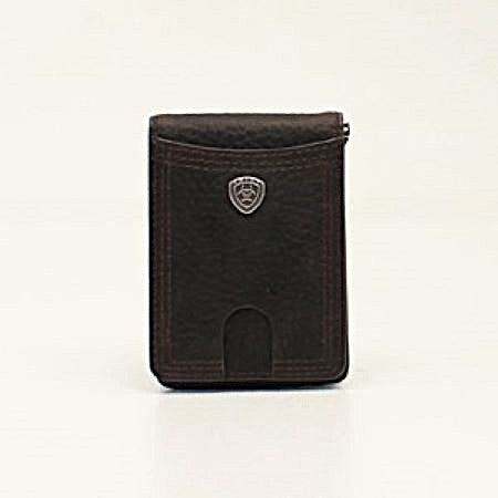Ariat Rowdy Brown Men's Bifold Money Clip with Ariat Shield Concho A35117282