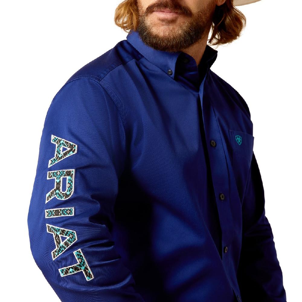 Ariat Royal Blue Team Logo Twill Men's Collared Longsleeve Classic Fit Button Down Shirt 10048805