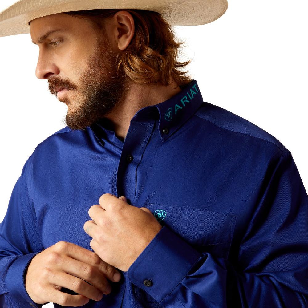 Ariat Royal Blue Team Logo Twill Men's Collared Longsleeve Classic Fit Button Down Shirt 10048805