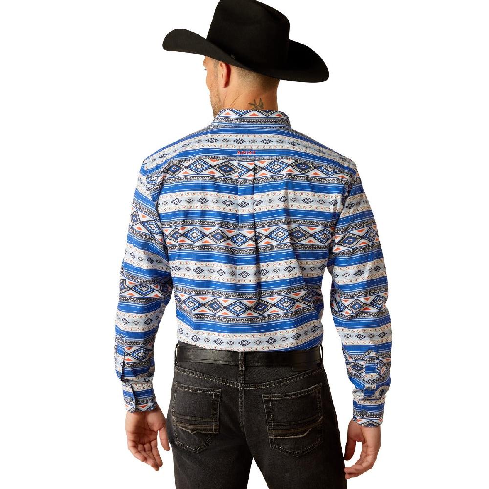 Ariat Royal Blue With Aztec Print Ryder Men's Classic Fit Collared Longsleeve Button Down Shirt 10052355