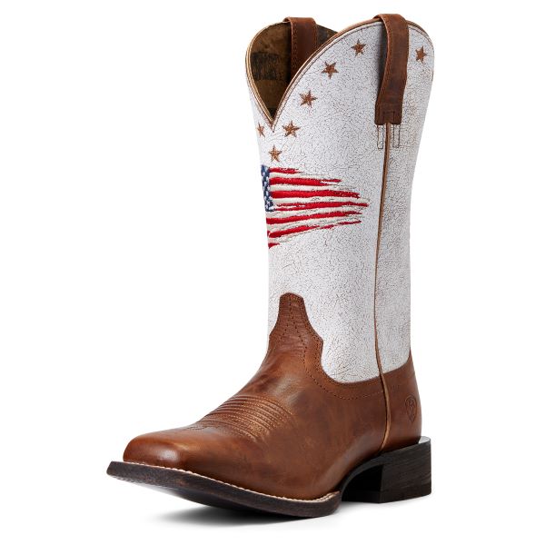 Ariat Saddle Up Brown With White Top Circuit Patriot Women's Western Boot 10040400