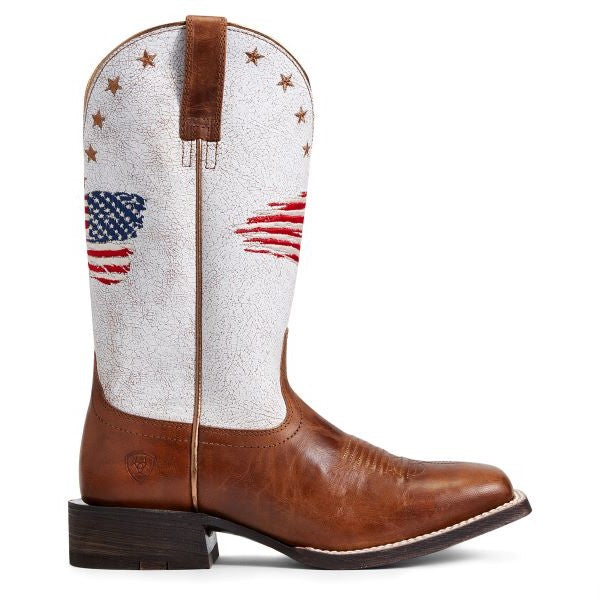 Ariat Saddle Up Brown with White Top Circuit Patriot Women's Western Boot 10040400