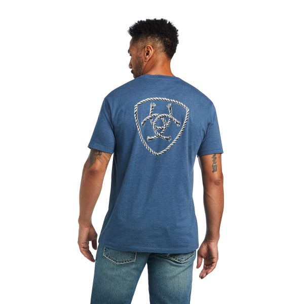 Ariat Sailor Blue Heather Rope Shield Mens Tee Shirt 10040869