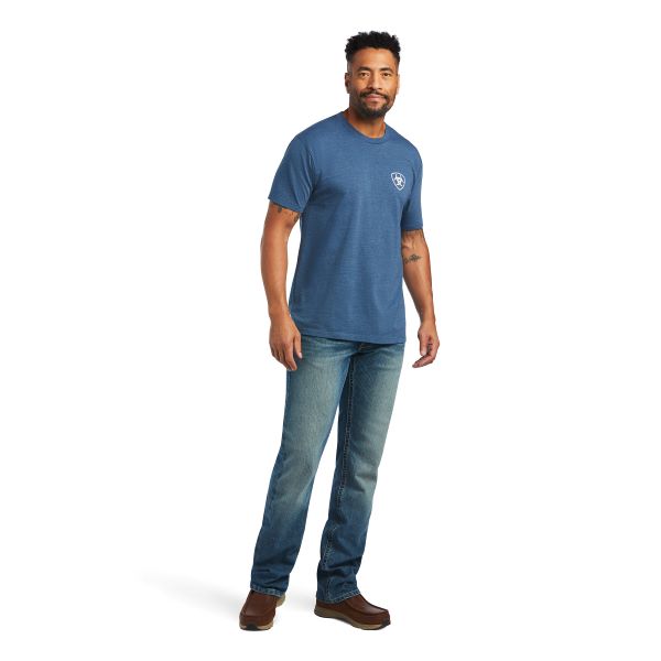 Ariat Sailor Blue Heather Rope Shield Mens Tee Shirt 10040869