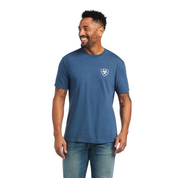 Ariat Sailor Blue Heather Rope Shield Mens Tee Shirt 10040869