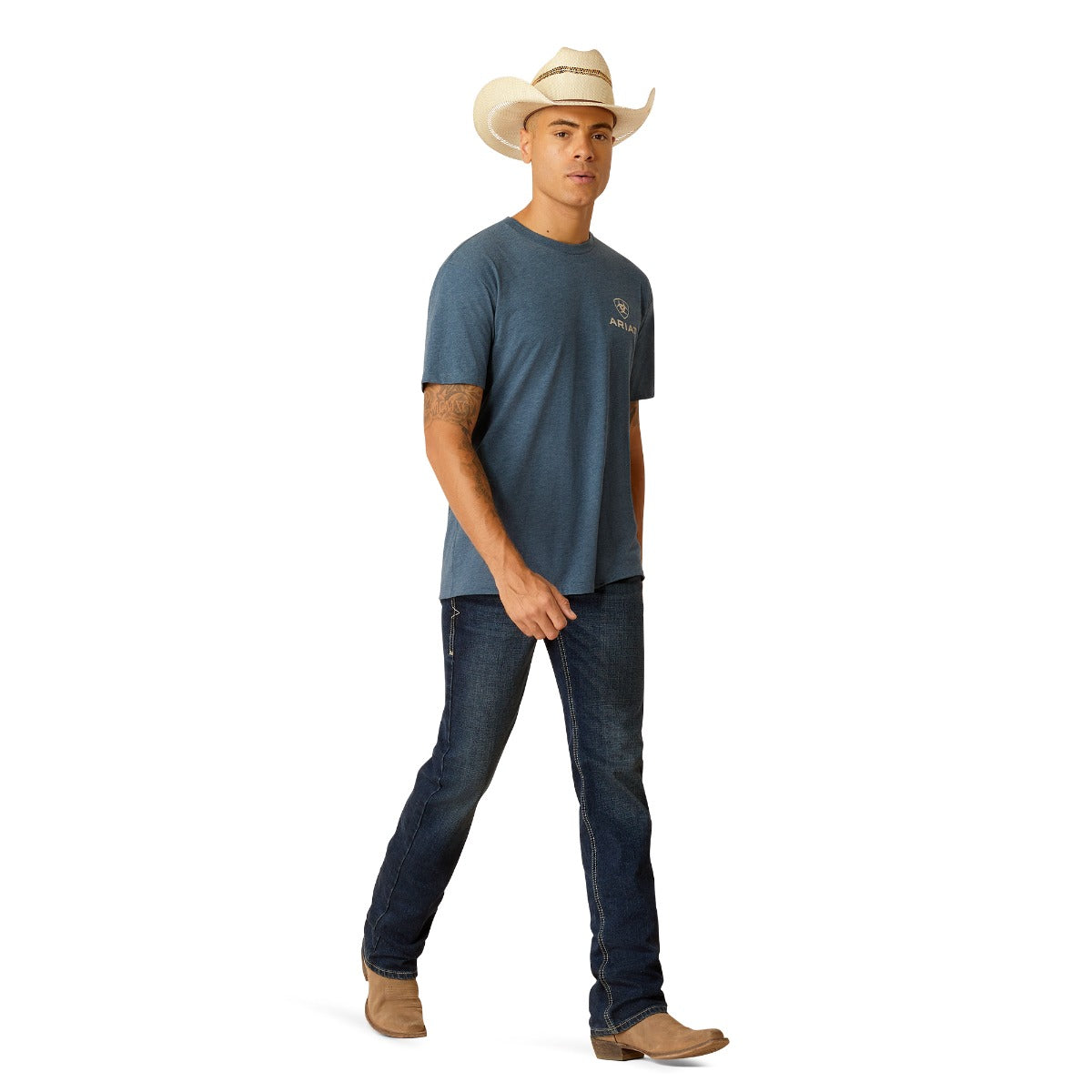 Ariat Sailor Blue Heather SW Fill Bison Short Sleeve Men's T-Shirt 10051457