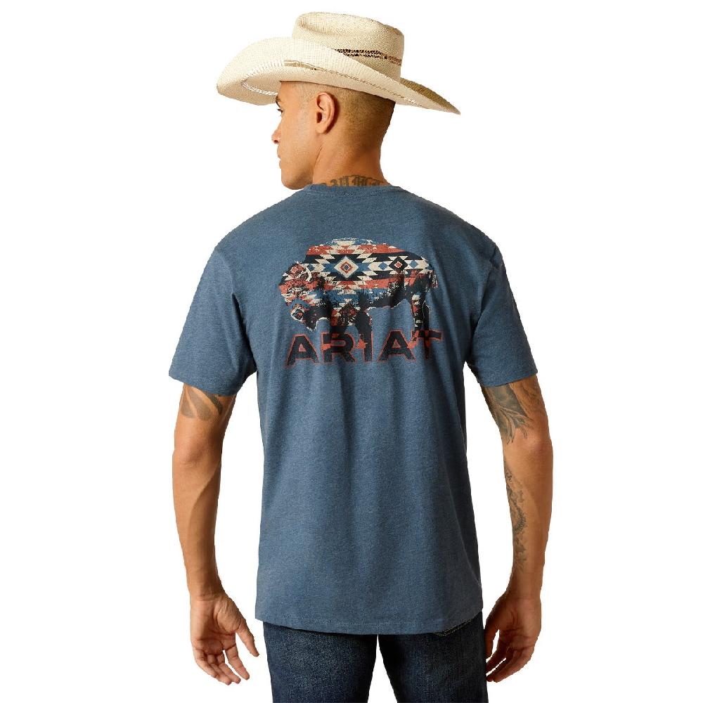 Ariat Sailor Blue Heather SW Fill Bison Short Sleeve Men's T-Shirt 10051457