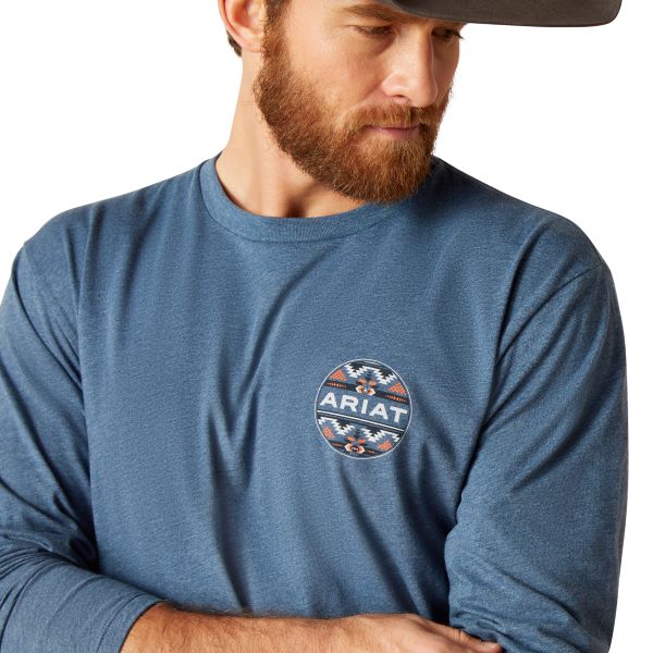 Ariat Sailor Blue Heather Western Geo Fill Men's T-Shirt 10047880