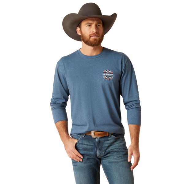Ariat Sailor Blue Heather Western Geo Fill Men's T-Shirt 10047880