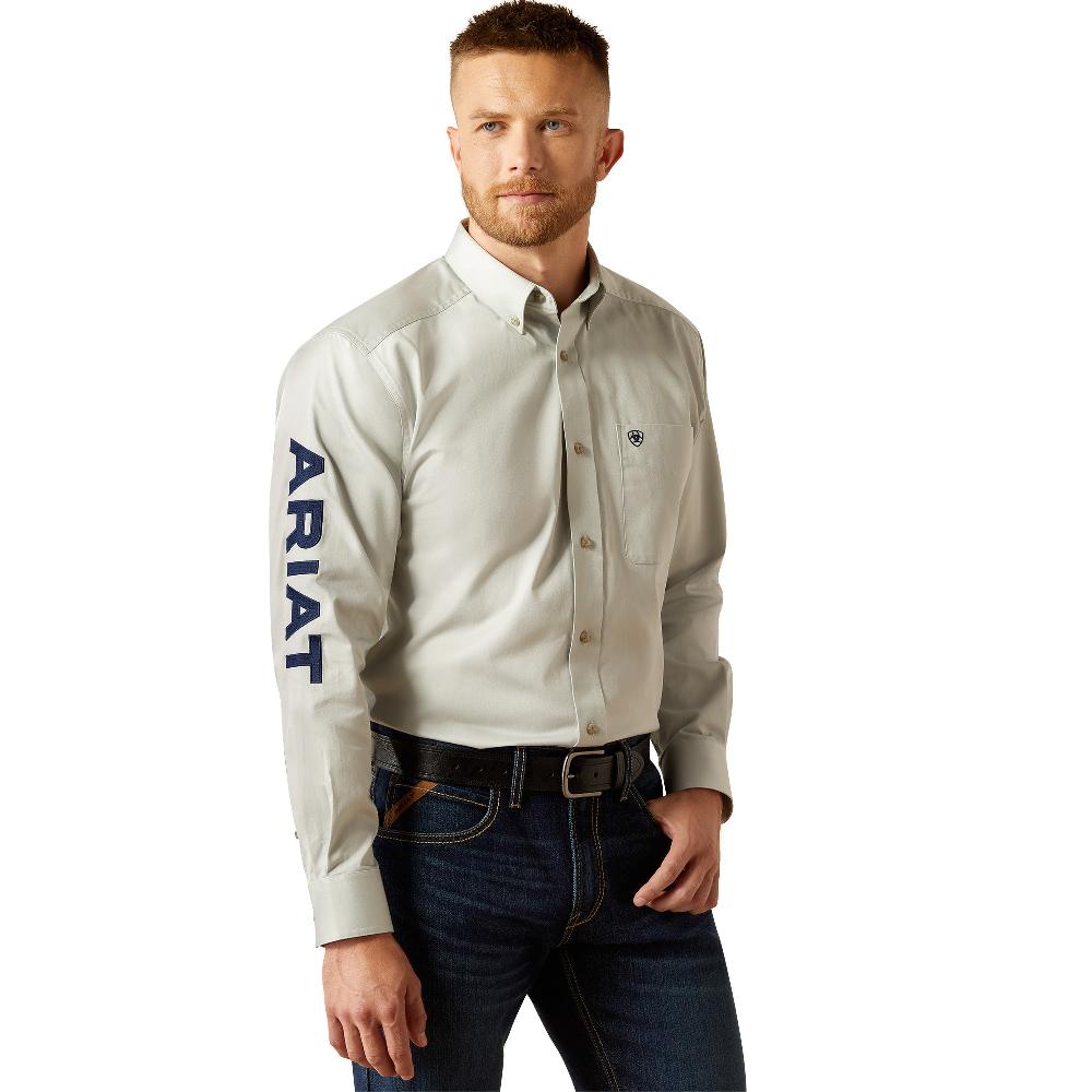 Ariat Silver/Navy Team Logo Twill Men's Collared Classic Fit Longsleeve Button Down Shirt 10059133