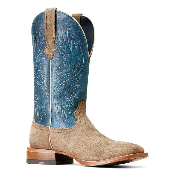 Ariat Smokey Roughout/Ocean Blue Circuit Rockridge Men's Leather Wide Square Toe Boots 10047071