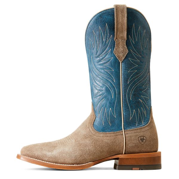 Ariat Smokey Roughout/Ocean Blue Circuit Rockridge Men's Leather Wide Square Toe Boots 10047071
