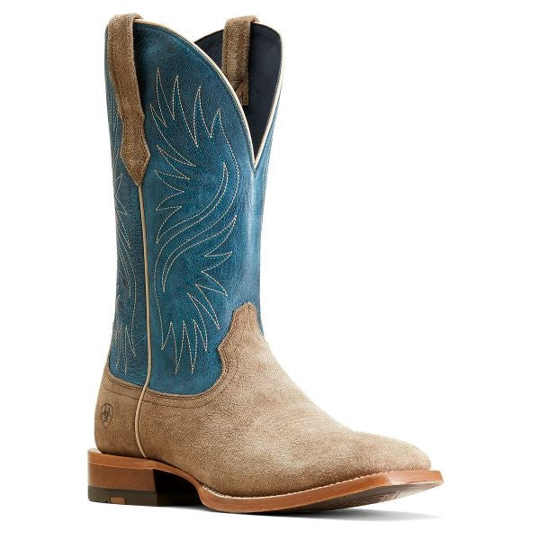 Ariat Smokey Roughout/Ocean Blue Circuit Rockridge Men's Leather Wide Square Toe Boots 10047071