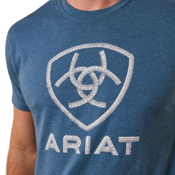 Ariat Steel Blue Heather Steel Bar Logo Men's T-Shirt 10044782