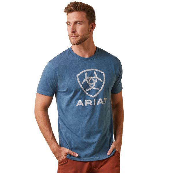 Ariat Steel Blue Heather Steel Bar Logo Men's T-Shirt 10044782
