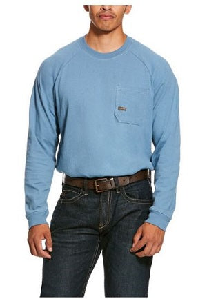 Ariat Steel Blue Men's Rebar Cotton Strong Long Sleeve T-Shirt 10027843