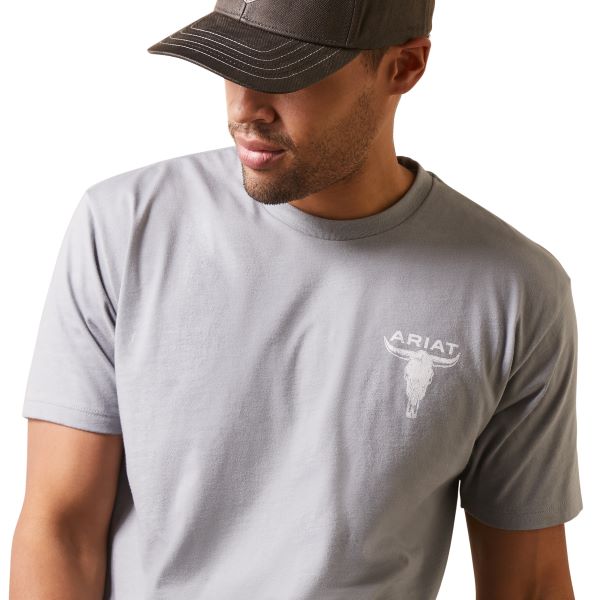 Ariat Stone Heather Ariat Steer Skull Flag Men's T-Shirt 10044771