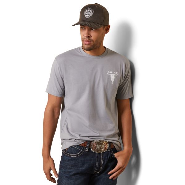 Ariat Stone Heather Ariat Steer Skull Flag Men's T-Shirt 10044771