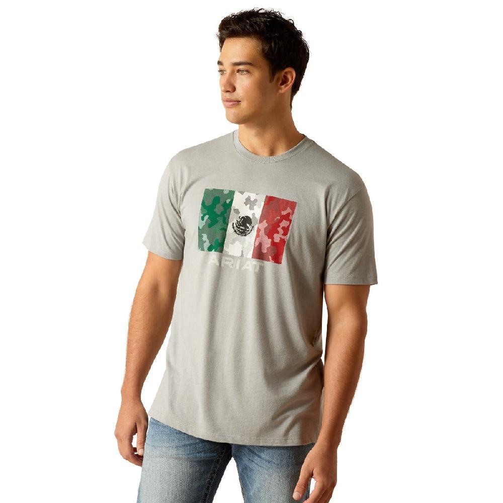 Ariat Stone Heather Mexico Camo Flag Men's Short Sleeve T-Shirt 10051751
