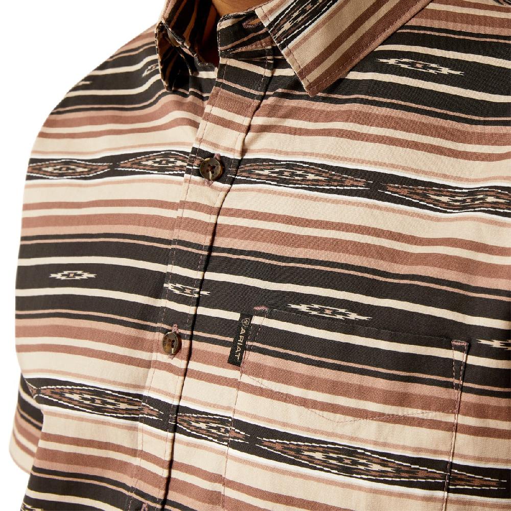 Ariat Suede Color Striped Murphy Collared Modern Fit Men's Short Sleeve Button Down Shirt 10048626