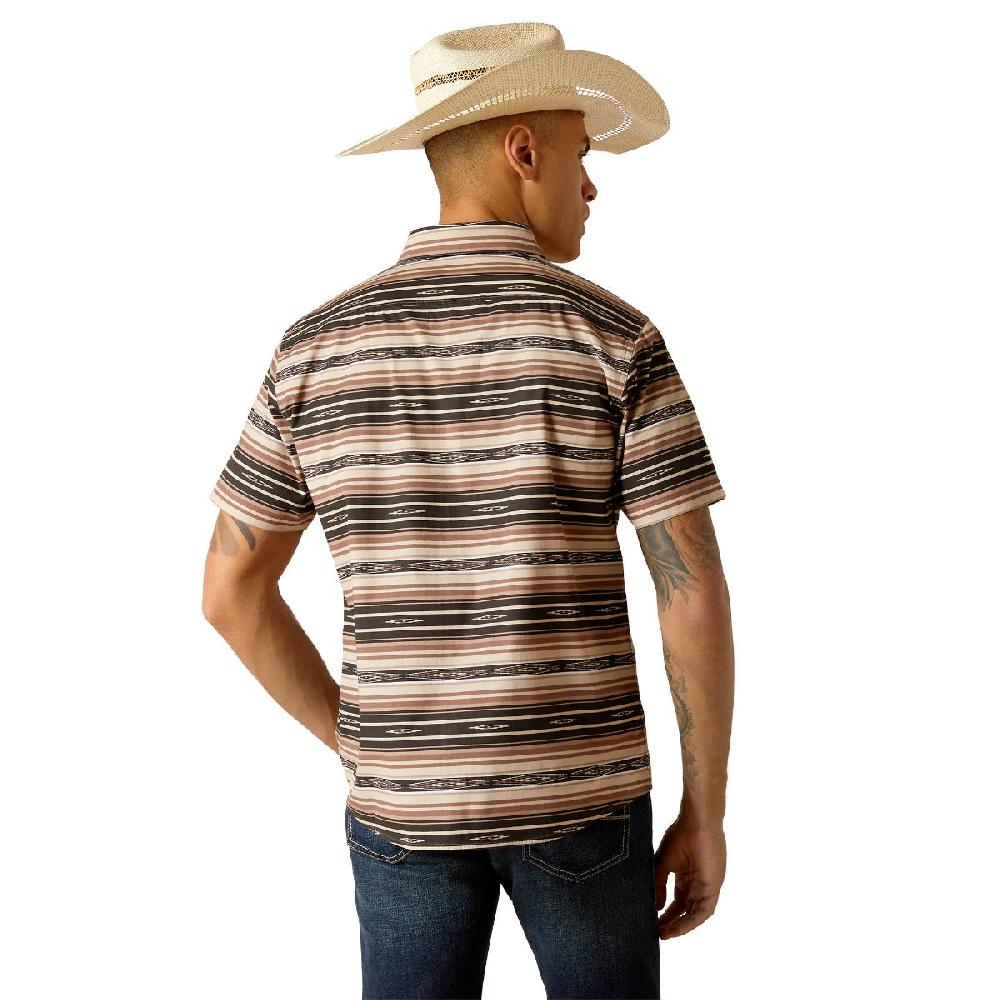 Ariat Suede Color Striped Murphy Collared Modern Fit Men's Short Sleeve Button Down Shirt 10048626