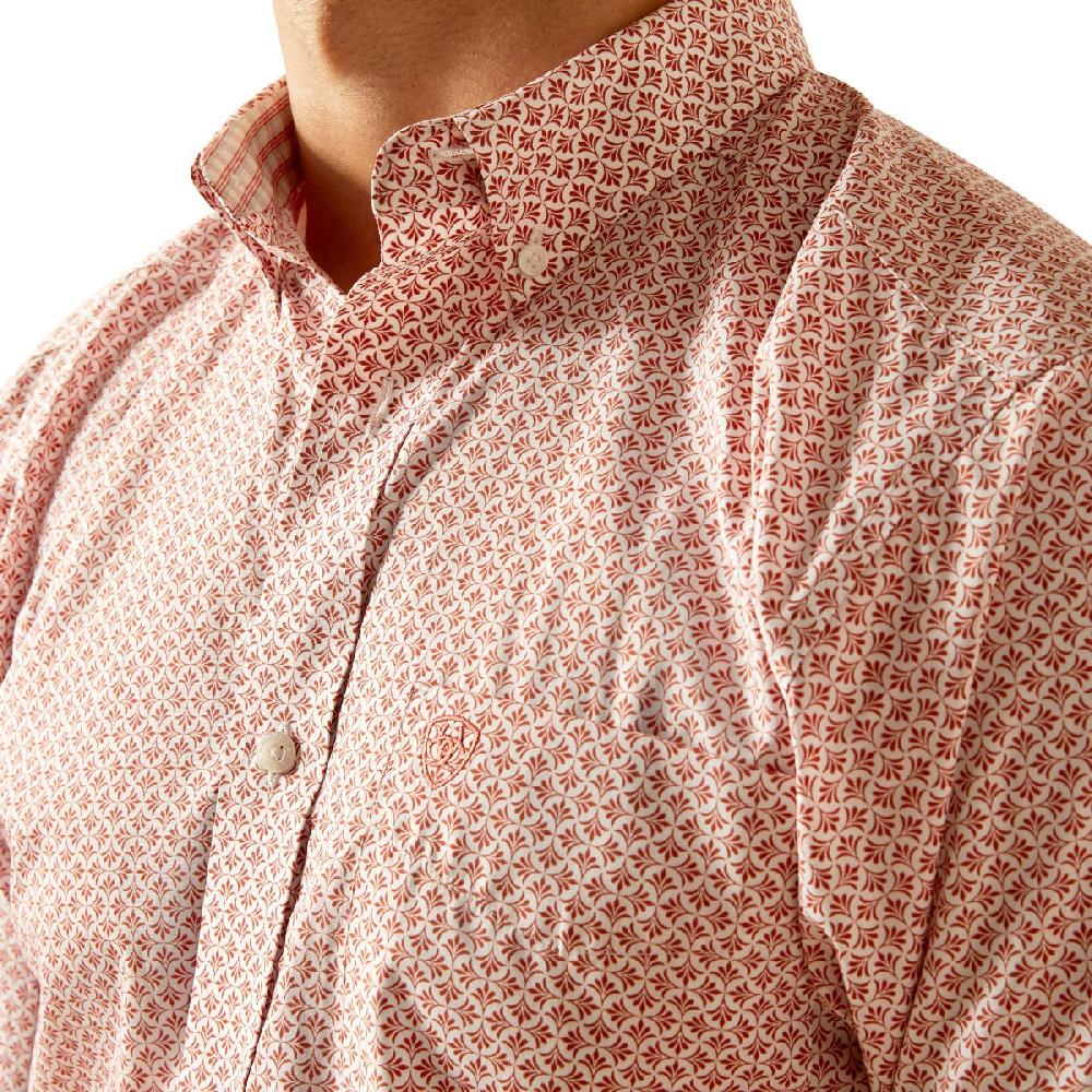 Ariat Tabasco Red/White Print Izaiah Wrinkle Free Fitted Collared Men's Longsleeve Button Down Shirt 10051504