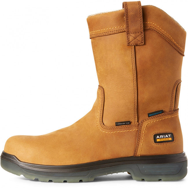 Ariat Tan Aged Bark Turbo 10 Inch Pull-On Waterproof Carbon Toe Men's Work Boots 10027328