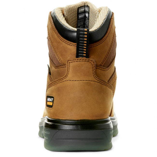 Ariat Tan Aged Bark Turbo H20 Mens 6 Inch Carbon Toe Work Boots 10027335