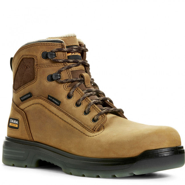 Ariat Tan Aged Bark Turbo H20 Mens 6 inch Carbon Toe Work Boots 10027335