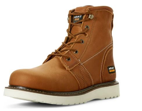 Ariat Tan Mens Rebar Wedge 6 inch Golden Grizzly Work Boot 10023064