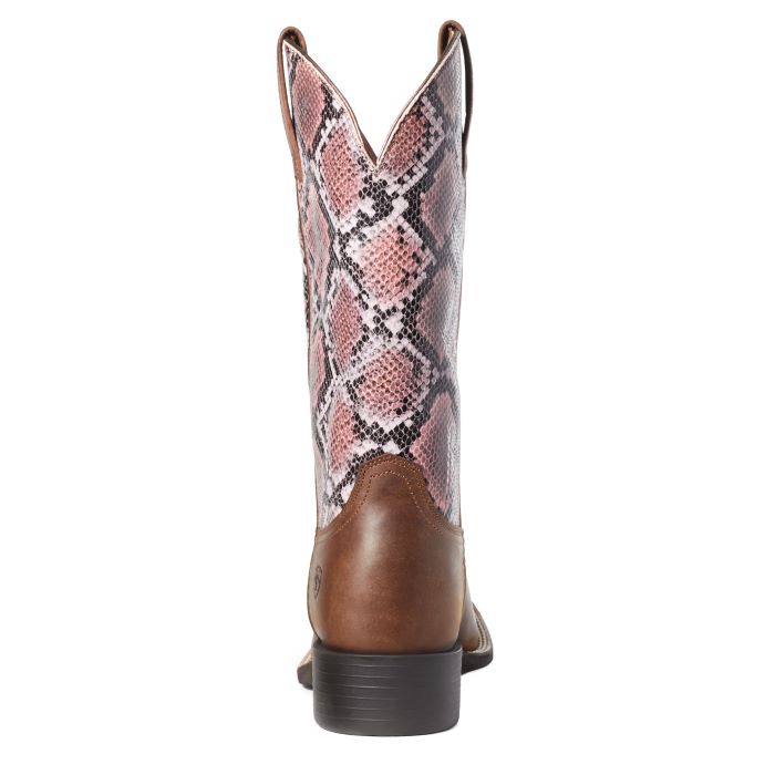 Ariat Tan Pink Round Up Snake Print Ladies Boots 10035995