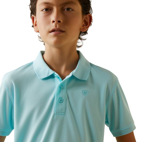 Ariat Tanger Turquoise Boys Tek Polo Short Sleeve Shirt 10043465