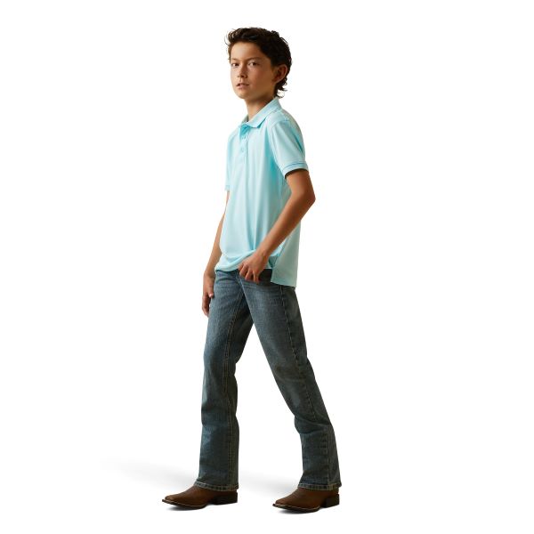 Ariat Tanger Turquoise Boys Tek Polo Short Sleeve Shirt 10043465