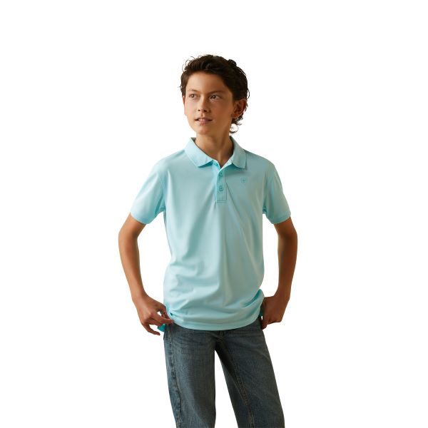 Ariat Tanger Turquoise Boys Tek Polo Short Sleeve Shirt 10043465
