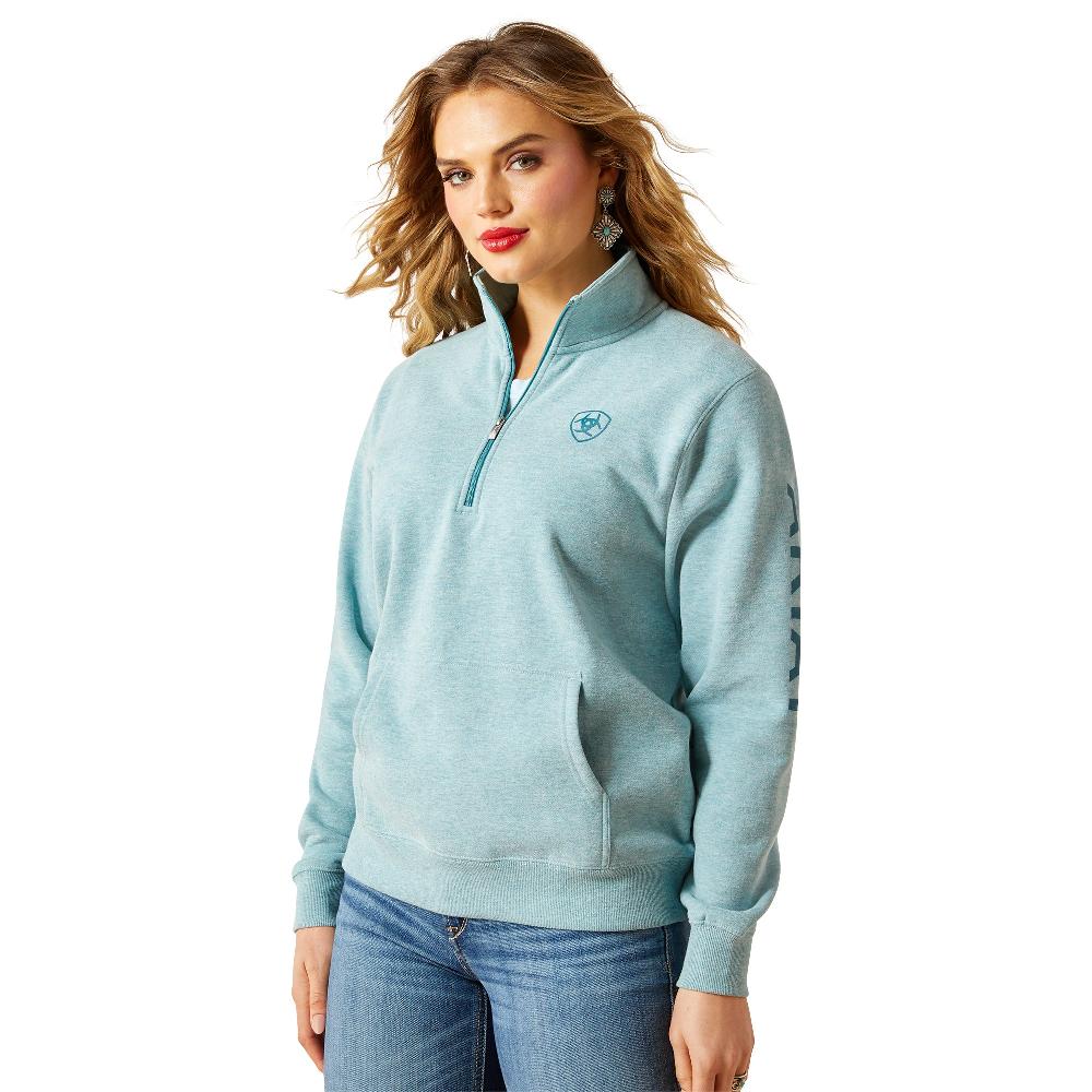 Ariat Teal Heather Women's Logo 1/2 Zip Sweatshirt 10062617