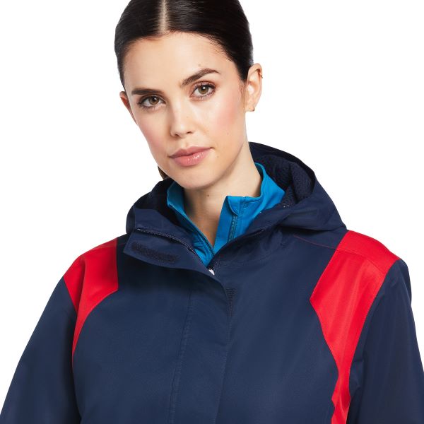 Ariat Team Blue Red And White Spectator Waterproof Womens Jacket 10039216