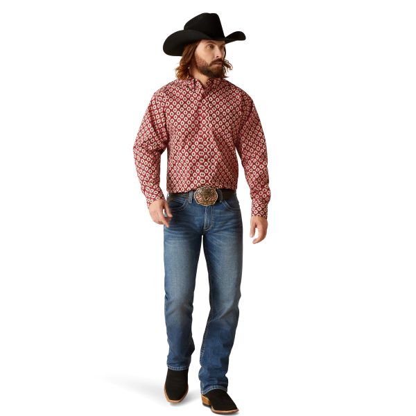 Ariat Tibetan Red Nevil Men's Classic Fit Longsleeve Button Down Shirt 10047383