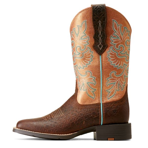 Ariat Toasted Blanket Emboss Round Up Stretchfit Wide Square Toe Women's 11 Inch Western Boots 10047039