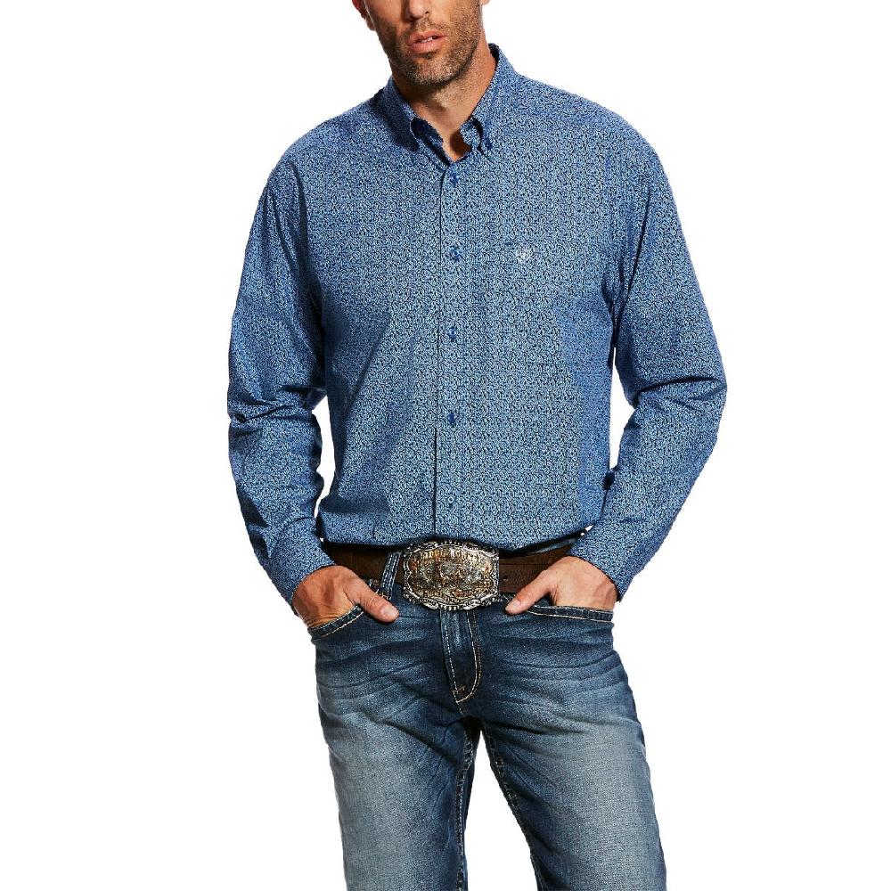 Ariat True Navy Dullins Long Sleeve Mens Print Western Shirt 10025531