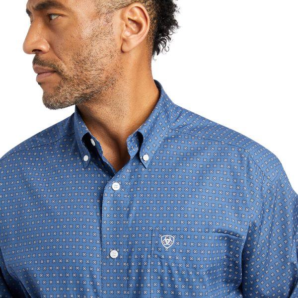 Ariat True Navy Wrinkle Free Eaden Classic Fit Men's Long Sleeve Shirt 10042352