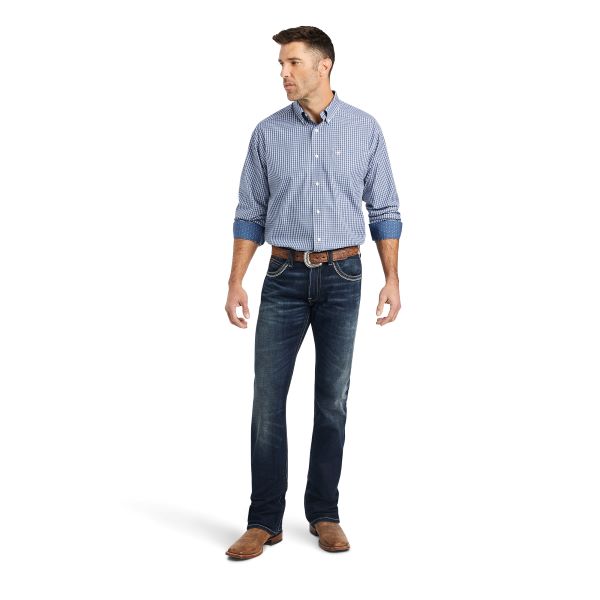 Ariat True Navy Wrinkle Free Ellison Men's Classic Fit Longsleeve Shirt 10042287