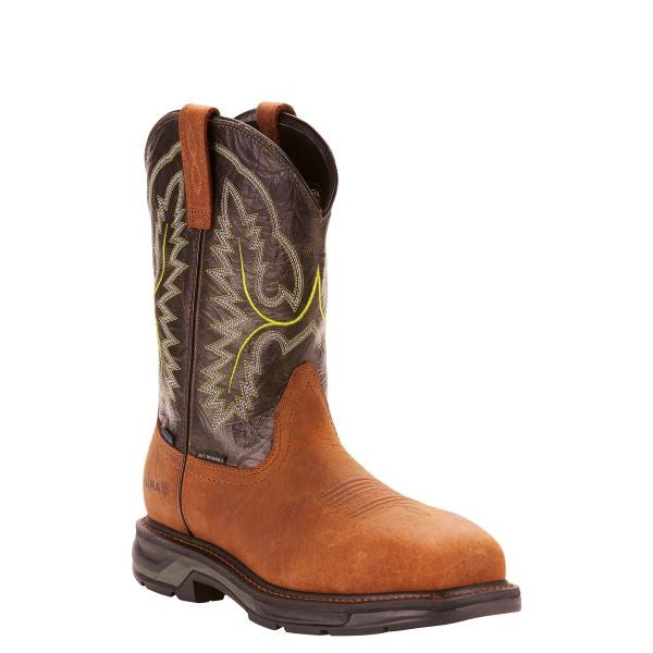 Ariat Tumbled Bark WorkHog XT Waterproof Carbon Toe Mens Pull On Work Boots 10024966