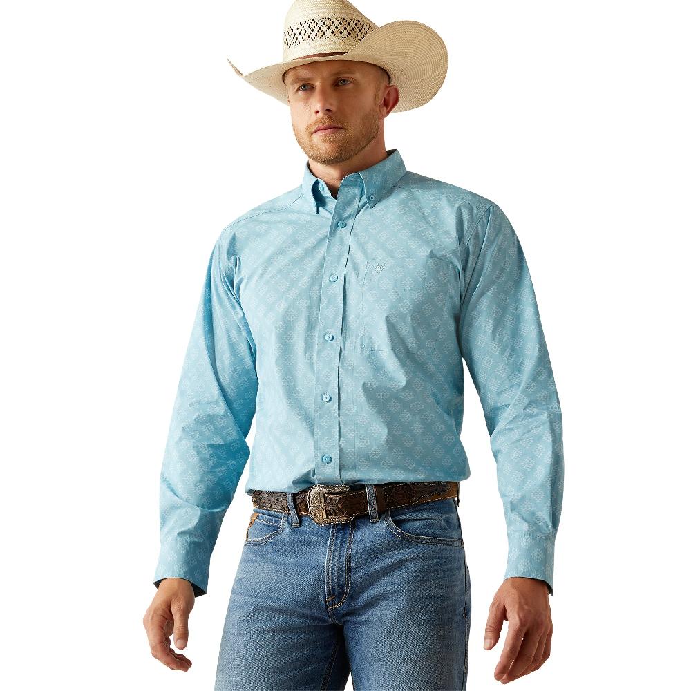 Ariat Turquoise Garmon Men's Collared Longsleeve Classic Fit Button Front Shirt 10054645