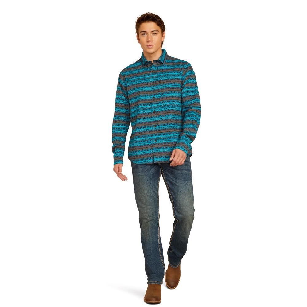 Ariat Turquoise Madison Modern Fit Men's Long Sleeve Collared Button Front Shirt 10052306
